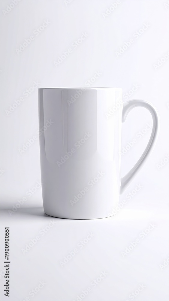 Obraz premium White Ceramic Coffee Mug on a Light Gray Background for Product Photography