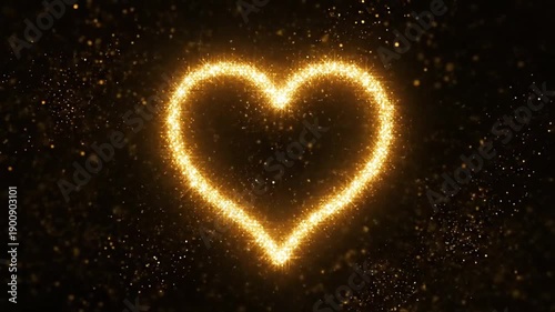 A glowing heart shape made of tiny lights against a dark background video