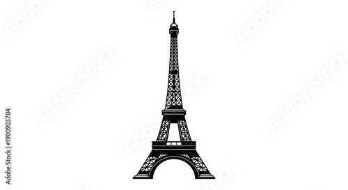 A striking black and white silhouette depicts the eiffel tower a globally recognized landmark of paris france high quality professional