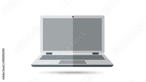 Modern Silver Laptop Computer with Blank Screen.