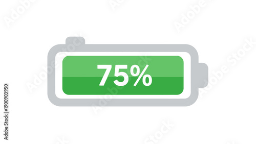 Battery Icon Showing 75 Percent Charge.