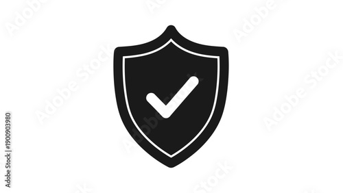 Black Shield Icon with White Checkmark.