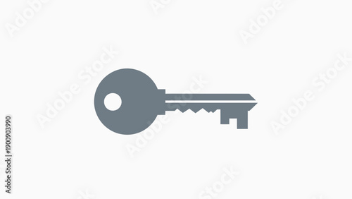 Gray House Key Icon Illustration.
