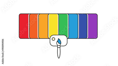 Rainbow Paint Palette with Water Drop.