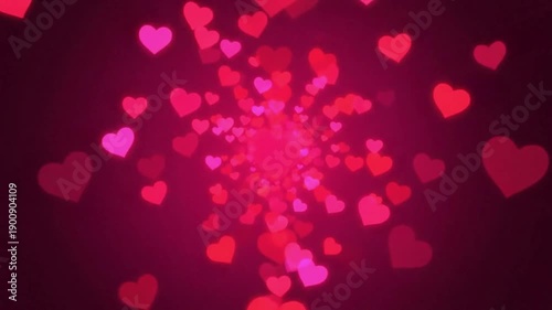 A romantic video featuring a large pink heart surrounded by smaller hearts