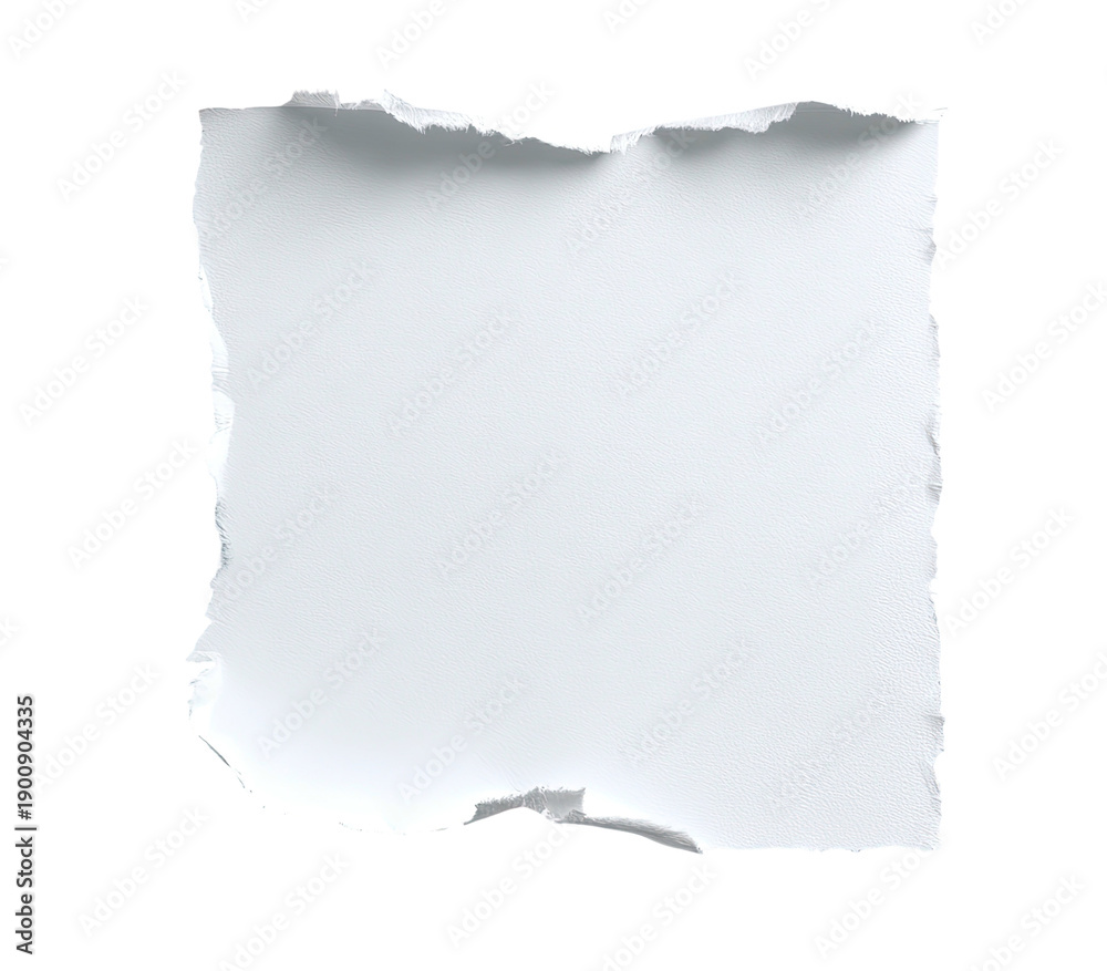 Obraz premium Square piece of torn white paper with frayed edges against a black background