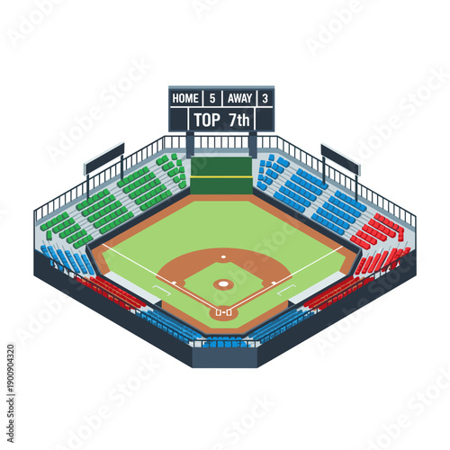 Isometric View of a Modern Professional Baseball Arena