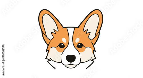 Minimalist Corgi Face Icon for Pet Branding