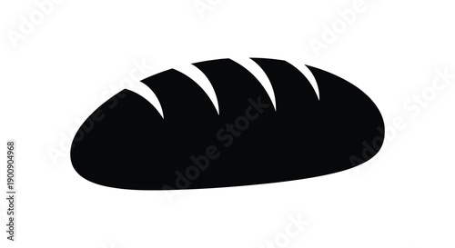 A simple black silhouette depicts a loaf of bread showcasing its classic oblong shape and scored crust
