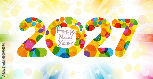 Happy New Year 2027 colorful postcard. Festive backdrop with abstract elements.