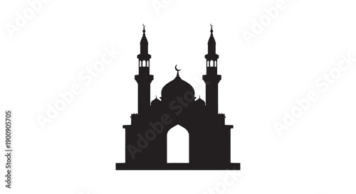 Coastal Mosque Silhouette at Sunset