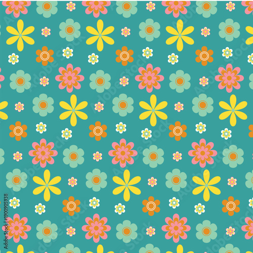 Floral seamless pattern with daisies and chamomile