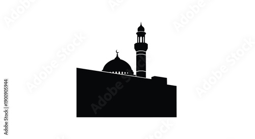 Desert Mosque Courtyard Aerial View Silhouette