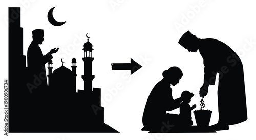 Island Mosque Silhouette at Dusk