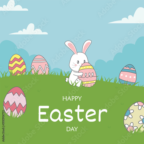 Flat background for easter day celebration