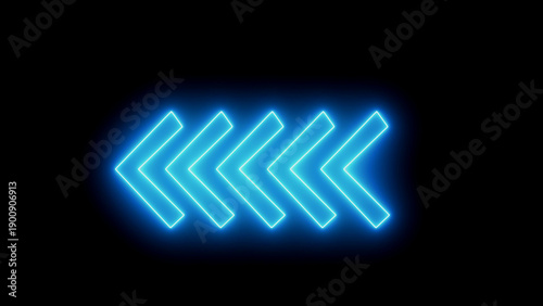 Quadro su tela Neon blue directional arrow signal icon