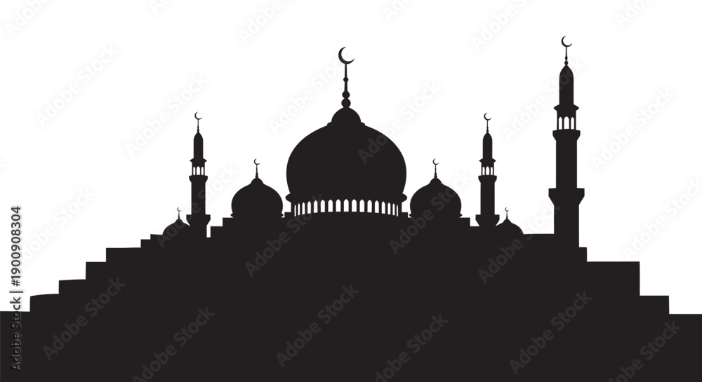 Fototapeta premium Ramadan Mosque Silhouette Emblem Icon