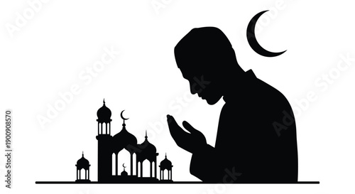 Desert Mosque Silhouette with Mihrab Niche