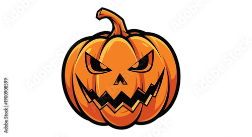 A spooky carved Halloween pumpkin with a menacing face, perfect for the autumn holiday season.