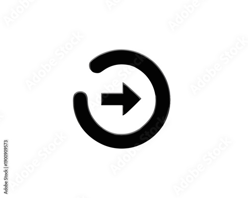 Flèche noire pointant vers la droite dans un cercle incomplet sur fond transparent