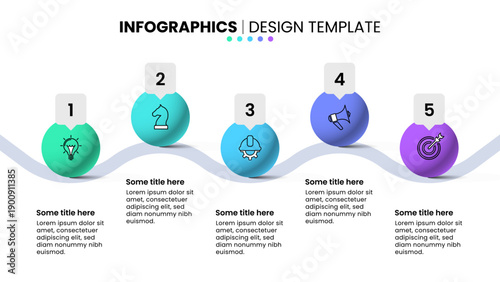 Infographic template. Path with 5 points and icons