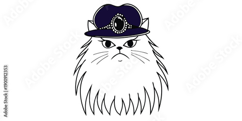 Grumpy Orange Cat Wearing Plaid Hat in Rain Cartoon Illustration