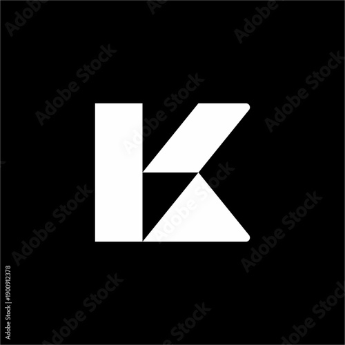 Modern BK or KB monogram using interlocking geometric blocks for a strong, technical brand identity.