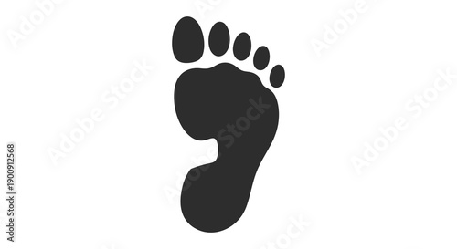 A simple black silhouette depicts a human foot showcasing the toes and the overall foot shape high quality