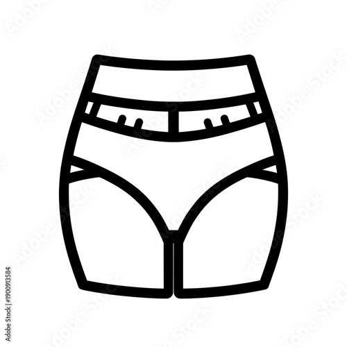 Women's panties icon. Black outline icon isolated on white background. Vector illustration.