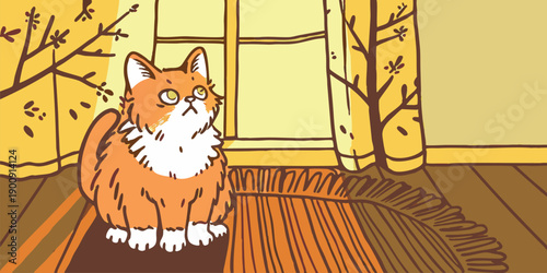 Dapper Fox in a Tuxedo Standing Behind a Podium on an Illustrated Stage