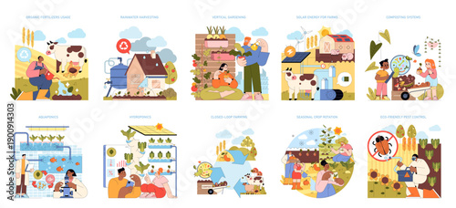 Sustainable Farming Techniques Vector Illustration