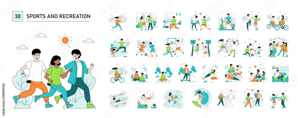Fototapeta premium Vector Illustration of Sports and Recreation Activities