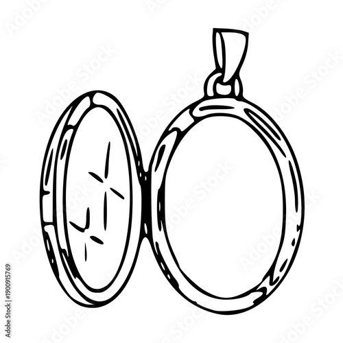 Fotografie classic oval picture locket sketch - antique jewelry concept