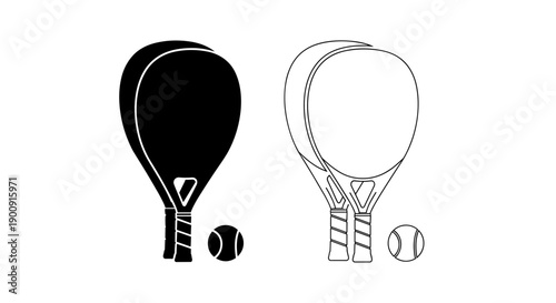 Sports Racket Icons for Padel and Pickleball Equipment