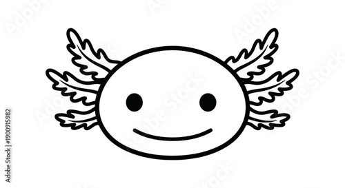 Detailed Axolotl Head Mascot Outline for Character Design