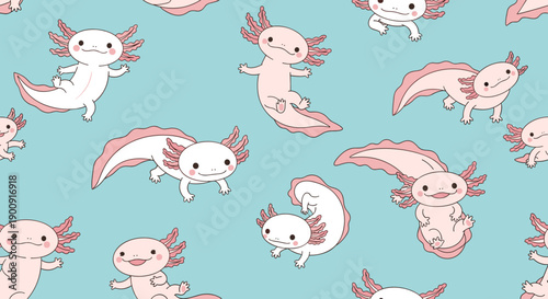 Playful Pink Axolotl Pattern for Kids and Stationery
