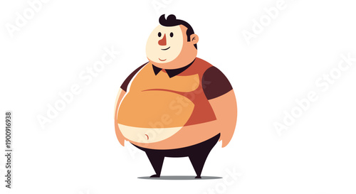 Stylized Small Chubby Man Character Illustration