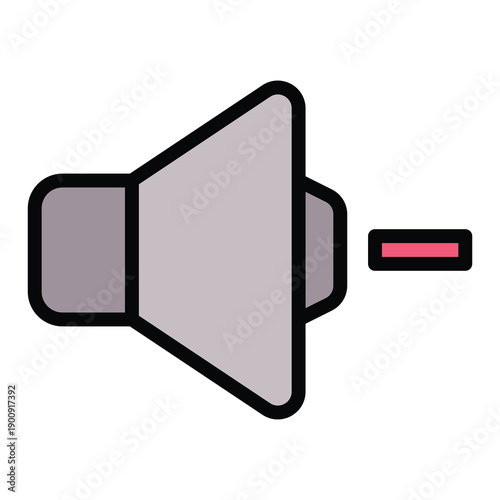 Low Volume Mute Vector Icon, User Interface Related Lineal Colour Style Vector Icon.