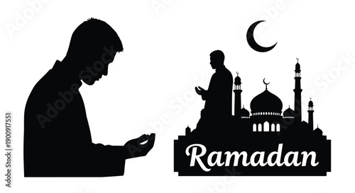 Family Worship in Ramadan Emblem Silhouette