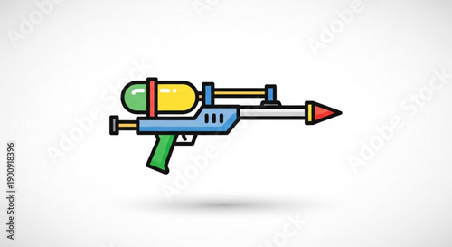 Colorful Water Gun Shooting Water on White Background