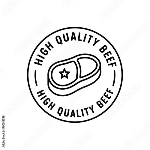 Black line drawing of high quality beef logo with star