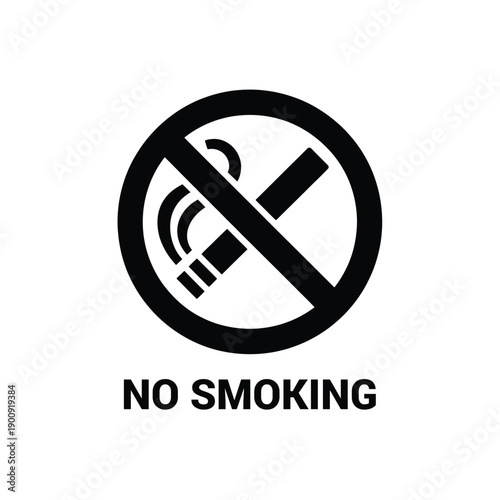 No smoking sign with cigarette icon in circle  prohibition symbol