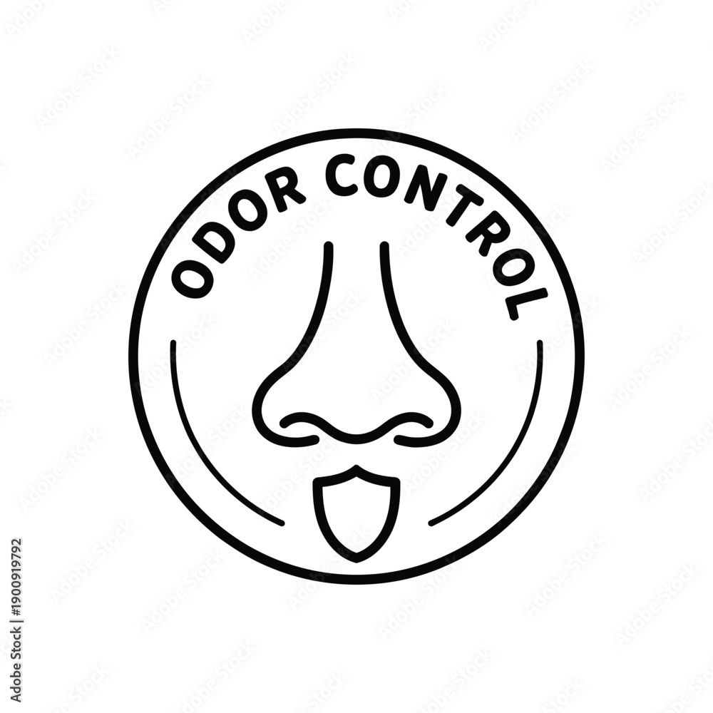 Obraz premium Odor control logo with nose and shield emblem air fresh symbol