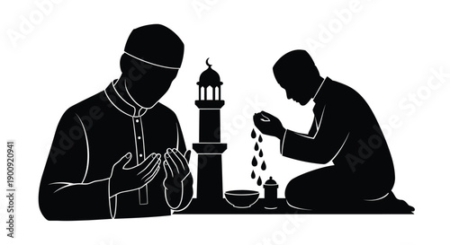 Ramadan Prayer Silhouette Sticker Design