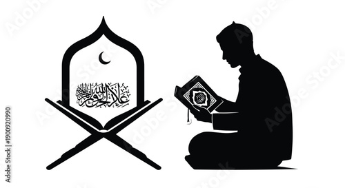 Child in Ramadan Prayer with Quran