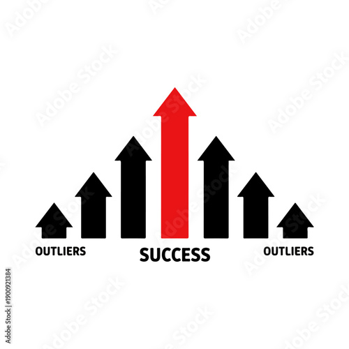 Red Arrow Standing Out Among Black Arrows.