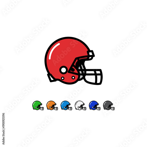 Set of Colorful American Football Helmets Collection.