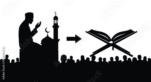 Ramadan Prayer Silhouette Sticker Sheet Element