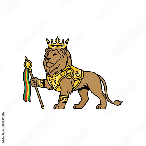 Lion Wearing Crown and Holding Scepter.