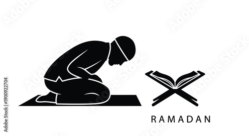 Muslim Praying in Ruku Silhouette